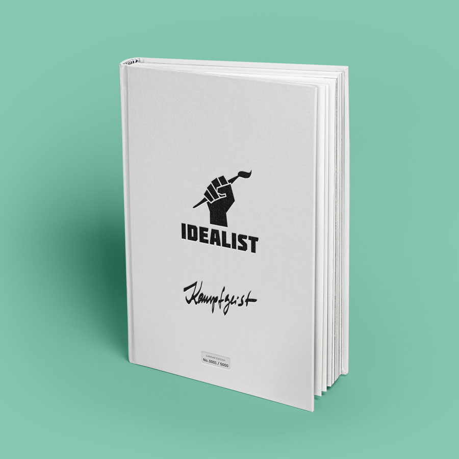 Das Kunstbuch Idealist mit dem Titel „Kampfgeist“